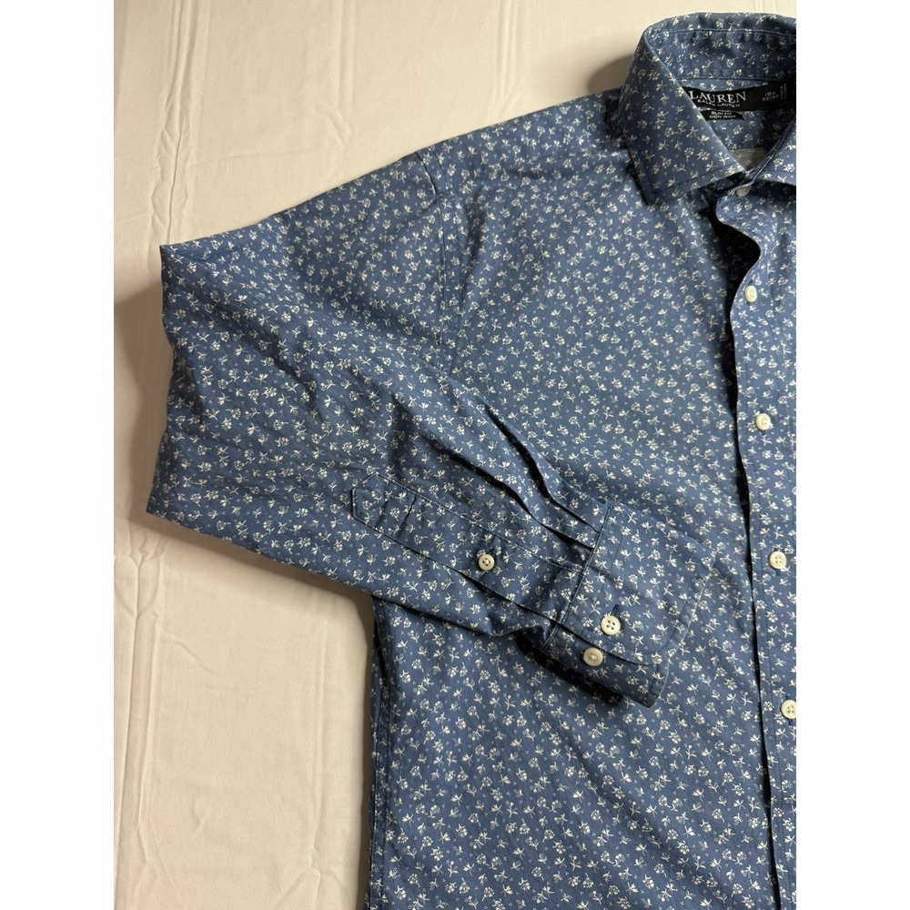 Lauren Ralph Lauren Black Label Button Down Mens 15.5 32/33 Slim Fit Blue Floral - Picture 4 of 10